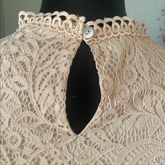 Cable & Gauge Lace Cap Sleeve Blouse - Cream - Picture 10 of 14
